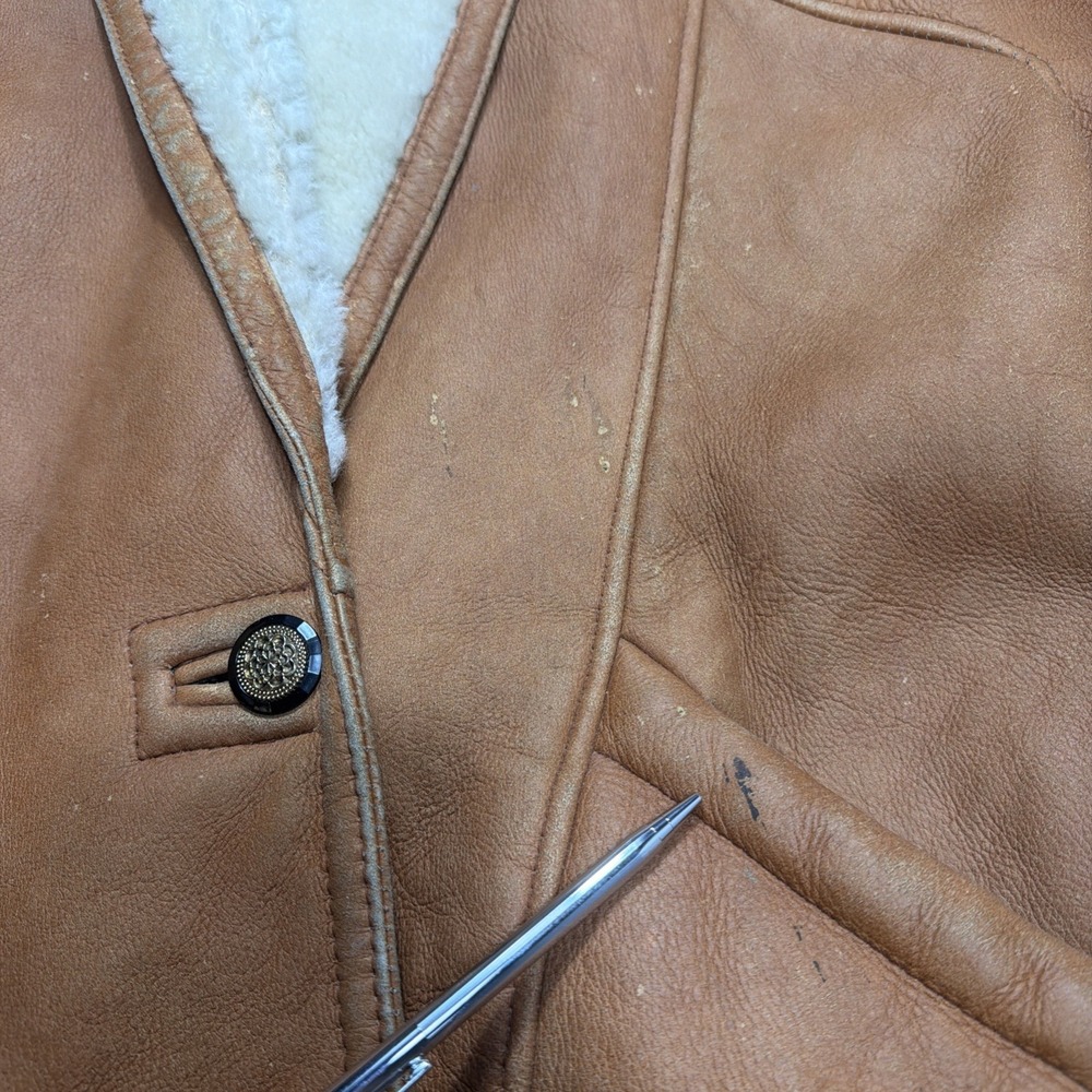 Vintage 1980's Sheepskin Shearling Long Coat Women's Small Hugo Buscati Rare!! - Picture 9 of 16